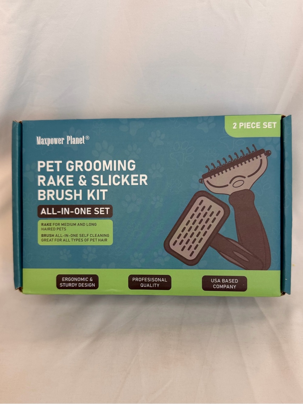 Maxpower Planet Dog Rake and Brush Set for Shedding, Undercoat & Mats
